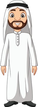Cartoon Saudi Arab man in white clothes vector