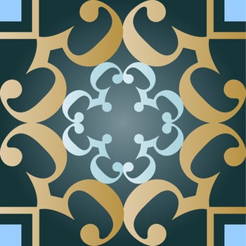 Seamless patchwork tile. Majolica pottery tile. Portuguese and Spain decor. Ceramic tile in talavera style. Vector illustration.  Abstract seamless patchwork pattern with geometric and floral ornament