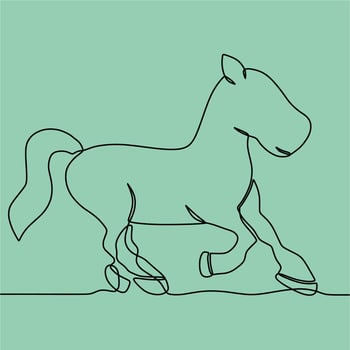 continuous line drawing on horse vector