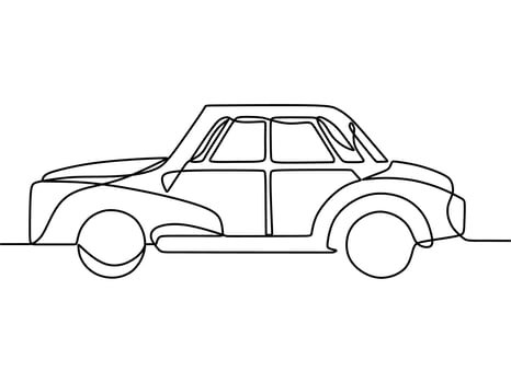 continuous line drawing on car vector