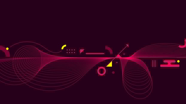Abstract background red wavy dynamic lines with geometric elements vector