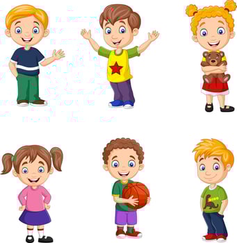 Happy little kids collection set vector