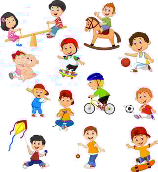 Set of kids with different sport activities vector