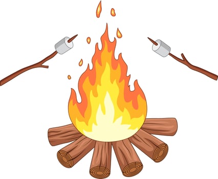 Campfire and marshmallow roast on a stick vector