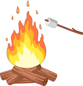 Campfire and marshmallow roast on a stick vector