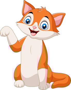 Cartoon funny cat posing on white background vector
