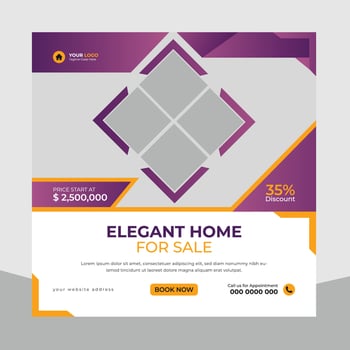 Trendy real estate house sale and home rent advertising geometric modern square Social media post banner layouts set for digital marketing agency. Business elegant Promotion template design. vector