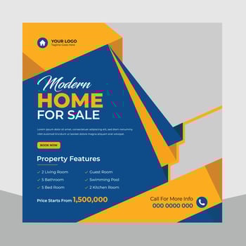Trendy real estate house sale and home rent advertising geometric modern square Social media post banner layouts set for digital marketing agency. Business elegant Promotion template design. vector