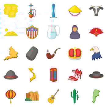 America icons set, cartoon style vector