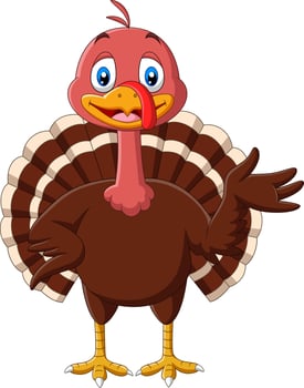 Cartoon cute turkey bird presenting vector