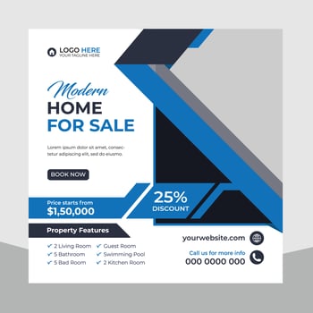 Trendy real estate house sale and home rent advertising geometric modern square Social media post banner layouts set for digital marketing agency. Business elegant Promotion template design. vector