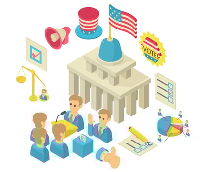 Vote concept banner, isometric style vector