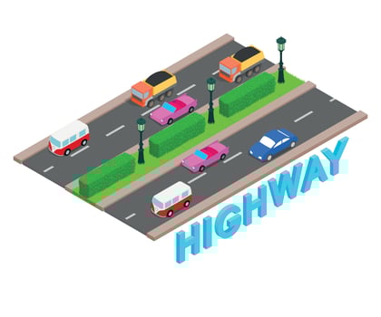 Highway concept banner, isometric style vector