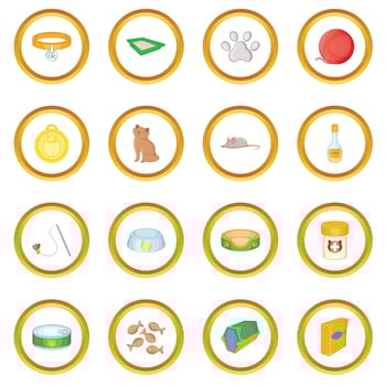 Cats accessories icons circle vector