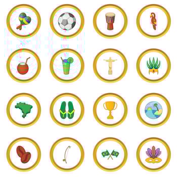 Brazil travel icons circle vector