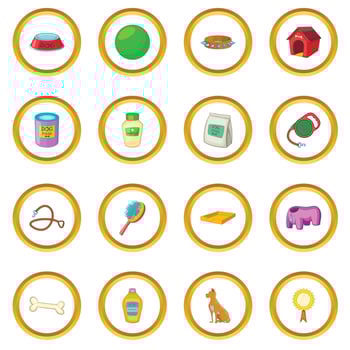 Dog care icons circle vector