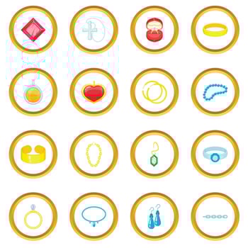 Jewelry items icons circle vector