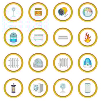 Heating cooling icons circle vector