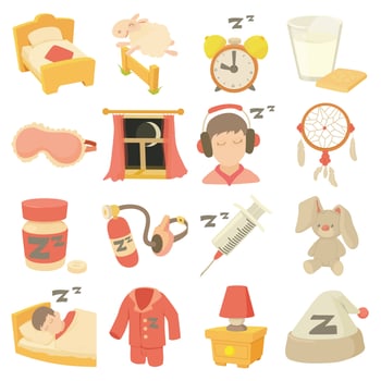 Sleeping symbols icons set, cartoon style vector