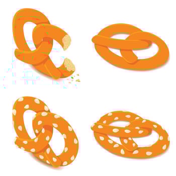 Pretzel oktober fest icons set, isometric style vector