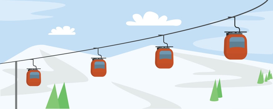 Mountain ski cabine concept background, flat style vector