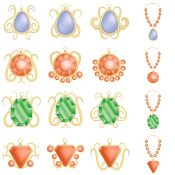 Jewellery woman luxury mockup set, realistic style vector