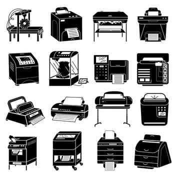 Printer icons set, simple style vector