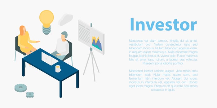 Investor concept banner, isometric style vector