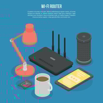 Home wifi router concept banner, isometric style vector
