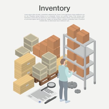 Inventory concept background, isometric style vector