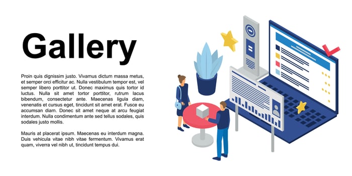Gallery concept banner, isometric style vector