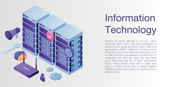 Information technology concept banner, isometric style vector