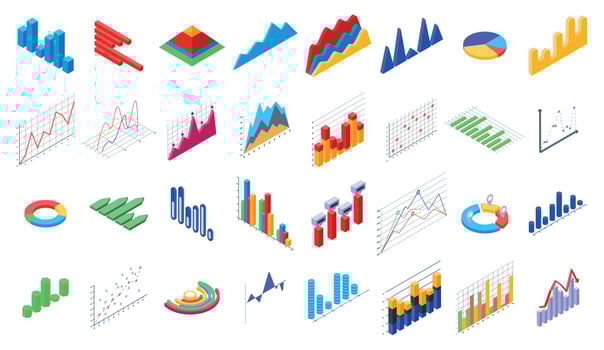Regression icons set, isometric style vector
