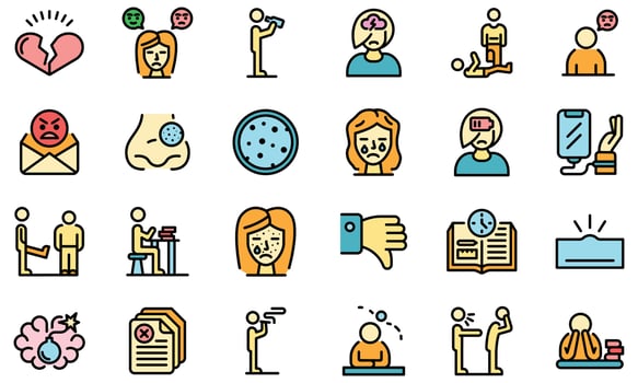 Teen problems icons set vector flat
