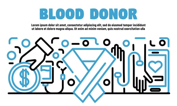 Blood donor banner, outline style vector