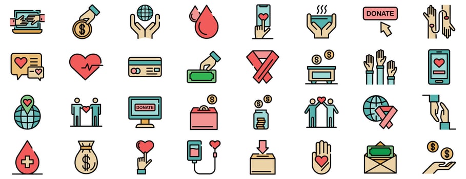 Donations icons vector flat