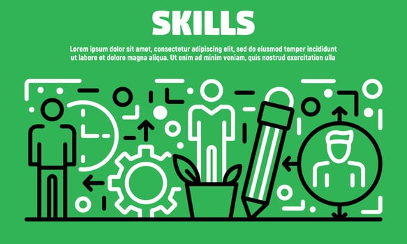 Skills banner, outline style vector