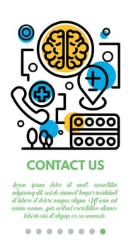 Medical support contact banner, outline style vector