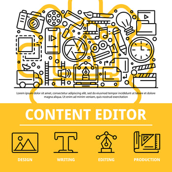 Content editor concept background, outline style vector