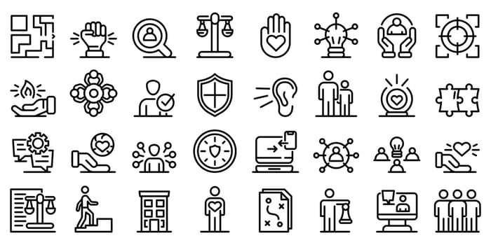 Responsibility icons set, outline style vector