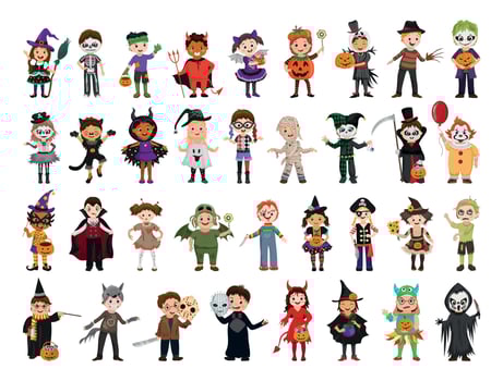Children in Halloween Costumes vector