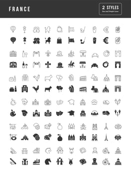 Set of simple icons of France vector