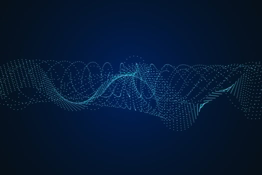 Sound wave illustration on a dark background. Abstract blue digital equalizer indicators. vector