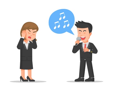 A woman who doesn't want to hear her friend sing vector