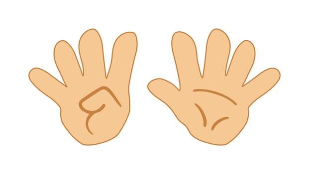 Nine fingers counting icon for education. Hands with fingers. vector