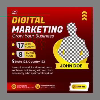 Social media post Webinar digital marketing template banner or flyer design with red color vector