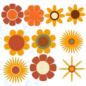 Retro flowers decoration vector