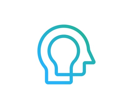 Creative idea of people with human head as light bulb logo vector design. smart human head with brain technology