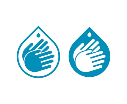 Water Drop Hand Washing Logo Design Vector Icon Illustration