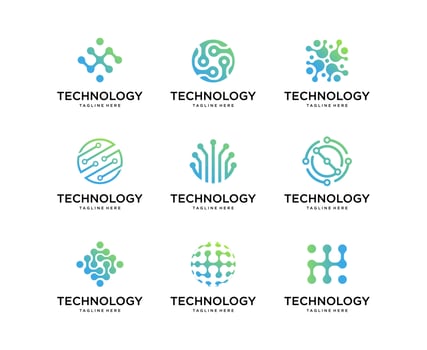 Set of Technology logo design vector template